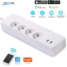 Converter Wifi Tuya Smart Power Strip Eu Plug Outlet Usb Sockets Monitoring Consumption Remote Independent Control by Google Home Alexa