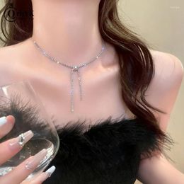 Choker Fashion Shiny Zircon Square Necklaces For Women Crystal Clavicle Chain Necklace Party Wedding Bride Jewelry Gift