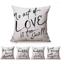Pillow Letter Nordic Simple Life Greetings Design Throw Pillows Dreams Love Inspiration Gifts For Friends Decorative Sofa Cover