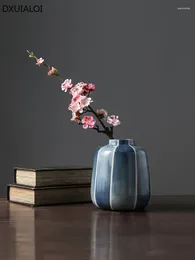 Vases DXUAILOI Modern Simplicity Ceramic Blue Dyed Vase Ornaments Glazed Living Room Flower Arrangement Furnishings Home Decor