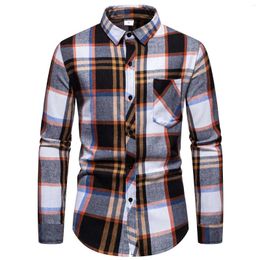 Men's Casual Shirts Plaid Shirt 2024 Spring Autumn Simple Chequered Men Buttons Long Sleeve Chemise Homme Cotton Male Cheque