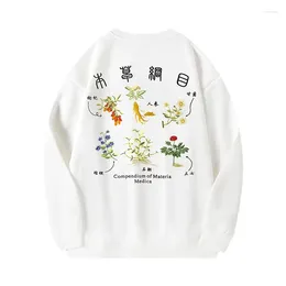 Men's Hoodies Men Women Embroidery Flower Vintage Crewneck Sweatshirt Chinese Character Hip Hop Fashion Pullover High Quality