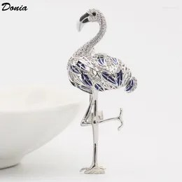 Brooches Donia Jewelry Fashion Simple Blue Copper Micro-set Zircon Bird Brooch Animal Pin Wild Temperament Lady Gift