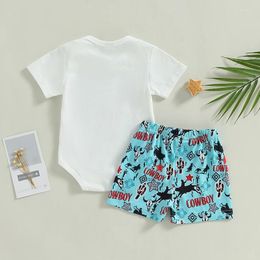 Clothing Sets Western Baby Boy Summer Clothes My First Rodeo Short Sleeve Romper Cow Shorts Set Born Cowboy Outfits