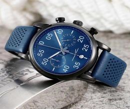 Luxury Sport mens watch blue fashion man wristwatches Leather strap all dials work quartz watches for men Christmas gifts clock mo4420302