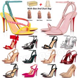 christian louboutin Red Bottom 2024 Então Kate Saltos Sapatos Moda Mulheres Couro Stiletto Peep-toes Sandálias Slingback Designer Salto Alto Luxo Pointy tamanho caixa 5-10