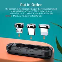 2024 Magnetic Plug Case Portable Box для iPhone Micro USB Type C Магнит Магнит Адаптер Адаптер Организатор кабеля кабеля