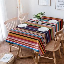 Table Cloth Mexico Style Colorful Stripes Tablecloths Waterproof Kitchen Items Coffee For Living Room Home Decor Dining