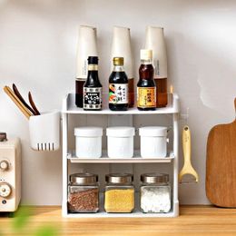 Kitchen Storage Desktop Cosmetic Rack Bathroom Shampoo Skincare Products Holder Organizer Double Folding Seasoning Food