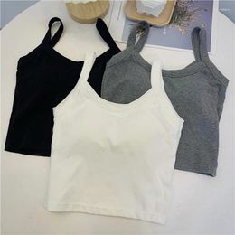Women's Tanks 2024 Cotton Underwear Sexy Solid Colour Top Fashion Push Up Bra Female Outdoor Sports Tank Woman Crop Tops