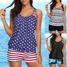 Women's Swimwear Two Piece Tankini Bathing Suits T Back Blouson Swim Tops With Boy Shorts Women Swimsuits Sporty Swimsuit Womens