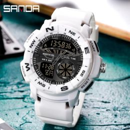 Watches Watches Men Digital Watch White Sanda Sport Watch 50m Waterproof Auto Date Relogio Masculino Digital Military Watches Mens Sport