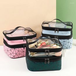 Storage Bags Transparent Double Cosmetic Bag For Women Large Capacity Makeup Pouch Portable Travel Waterproof Wash Organise