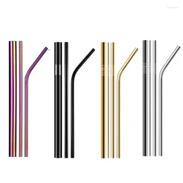 Drinking Straws 6/12mm 215mm Stainless Steel Straw Reusable Straight Metal Fruit Juice Milk Eco-Friendly Bar Accessories