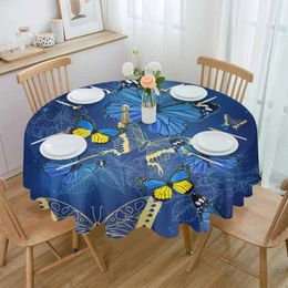 Table Cloth Butterfly Flower Blue Waterproof Wedding Holiday Tablecloth Coffee Decor Cover