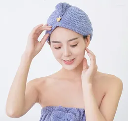 Towel 2PCS Coral Velvet Pineapple Grid Rapid Drying Absorbent Hair Magic Shower Cap Thickening Towels Bathroom