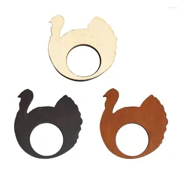 Party Decoration 2pcs Wood Napkin Rings Funny Thanksgiving Day Turkey Holder For Farmhouse Christmas Wedding Table