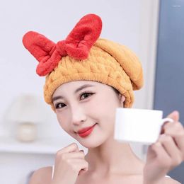 Towel Fast Drying Hair Hat Soft Absorbent Quick Dry For Women Cute Bowknot Coral Fleece Curly Long