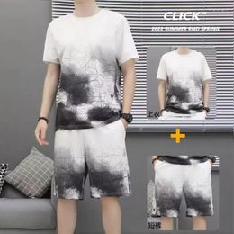 Men's Tracksuits 2024 Summer Sets Japan Fashion Men Clothing Digital Printing T Shirt Shorts 2 Piece Casual Harajuku Tracksuit Set
