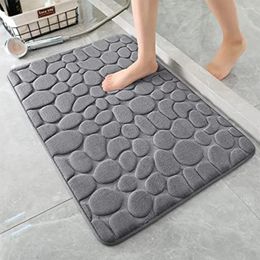 Bath Mats Cobblestone Bathroom Mat Memory Foam Embossed Absorbent Door Non-slip Bathtub Carpet Shower Room Area Rug