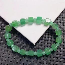 Link Bracelets 7MM Natural Green Aventurine Cube Bracelet Crystal Reiki Healing Stone Fashion Jewelry Gifting Gift For Women 1pcs