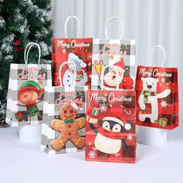 Gift Wrap Christmas Kraft Paper Handbags 2024 Xmas Gifts Bag Merry Decoration For Home Cristmas Navidad Year Packing Bags