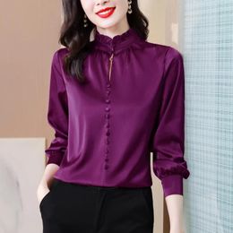 Women's Blouses Fashion Solid Colour Long Sleeves Shirts Spring Autumn Loose Tops OL Business Wear Office Female Clothing J162