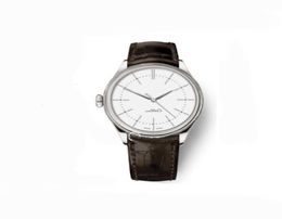 Mens Watches Cellini 50505 Series Silver mechanical watch Brown leather Strap White Dial automatic men watches Male Wristwatch2003682