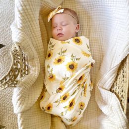 Blankets Baby Muslin Swaddle Born Wrap Animal Flower Printed 120x120cm Bamboo Cotton Infant Towel