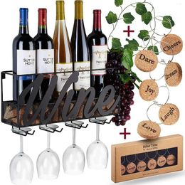 Hooks Wall-mounted Iron Art Wine Rack With 4 For Tall Glasses Bedroom Decoration