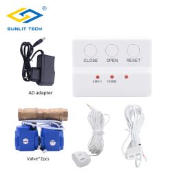 Detector Water Leakage Detector with 2pcs DN15 DN20 DN25 Valves Water Flood Overflow Sensor Leak Alarm System Smart Home Security Protect