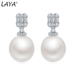 Earrings LAYA Shell Pearl Earrings For Women Pure 925 Sterling Silver Shiny White Cubic Zirconia Elegant Luxury Fine Jewelry 2022 Trend