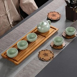 Table Mats Wooden Coasters Mat Lotus Shape Cup Bamboo For Home Placemat Kitchen Decoration Accessories