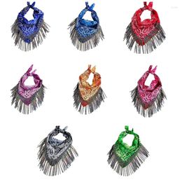 Scarves Punk Woman Hiphop Square Bandana With Tassels Headband Adjustable Turban Spring Summer Hair Accessories
