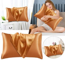 Pillow 2PCS Standard Size Satin Covers With Envelope Closure King Silk Pillowcase