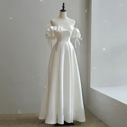 Party Dresses Harajpee French Wedding Dress 2024 Bride Style Simple First Love Fairy One Shoulder Satin Gentle Vestido