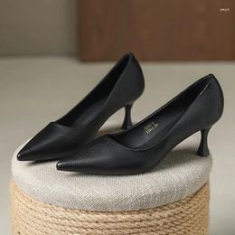 Dress Shoes Pointed Toe Women Pumps 2024 Arrivals Black Shallow Slip On Thin High Heels Office Woman