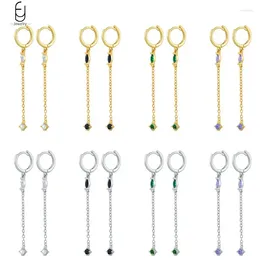 Hoop Earrings 925 Sterling Silver Needle Luxury Long Chain For Women Colorful Water Drop Pendant Fashion Jewelry Gifts