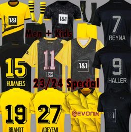 Bellingham 23 24 Formalar Dortmunds 2023 2024 Borussia Haller Futbol Gömlek Neongelb Hummels Reus Brandt Erkek Çocuklar Özel Futbol Kiti Tüm Siyah Maillot De Foot