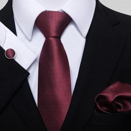 Bow Ties Tie For Men Classic Red Pocket Squares Set Necktie Shirt Accessories Solid Color Gravatas Wedding Business Party