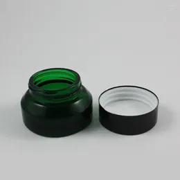 Storage Bottles 30pcs 15g Green Glass Cream Jar With Black Plastic Lid 15 Grams Cosmetic Packing For Eye Empty Mini