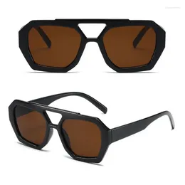 Sunglasses Fashion Retro Pilot Women Brand Designer 2024 Oversized Shades Eyewear Double Bridge Rectangle Men Sun Glassses