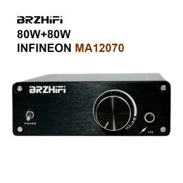 Amplifier BRZHIFI Audio 2*80W Infineon MA12070 Digital Audio Power Amp Speakers 20W~200W HiFi Stereo Amplifier Class D Aux DC1519V