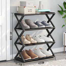 Hooks X-Shaped Shoe Rack Multifunctional Steel Assembly Shoecase For Students Dormitory Dustproof Storage Shelf Detachable