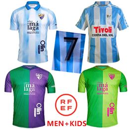 23/24 CF Jerseys de futebol de Málaga 2023/2024 Juanpi luis munoz febas adrian futebol camisa Burgos casas Juankar Camiseta de Futbol Juande Febas Uniformes Homem Kit Kids Kit