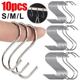 Hooks 10pcs Stainless Steel S-Shaped Hook Multi-function Metal Hanging Home Kitchen Bathroom Railing S Hanger Storage Tools