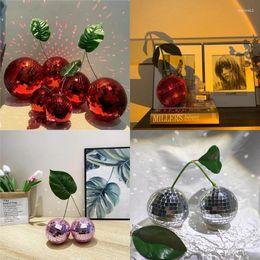 Decorative Figurines 5cm To 20cm Shinny Cherry Disco Ball Pink Fake Fruit Retro Mirror Glass Handmade Decorations Party Ornament