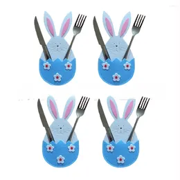 Table Mats 4pcs Round Knife Head Set For Tableware Sticky Easter Flower Fork Bag Three