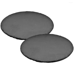 Plates 2 Pcs Slate Dinner Plate Decor Supply Steak Flatware Tray Natural Exquisite El Dessert Appetizer Stone Tablet