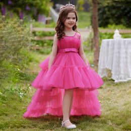 Kids Party Formal Evening Dresses Elegant For Girls With Trailing Detachable Princess Dress 240321